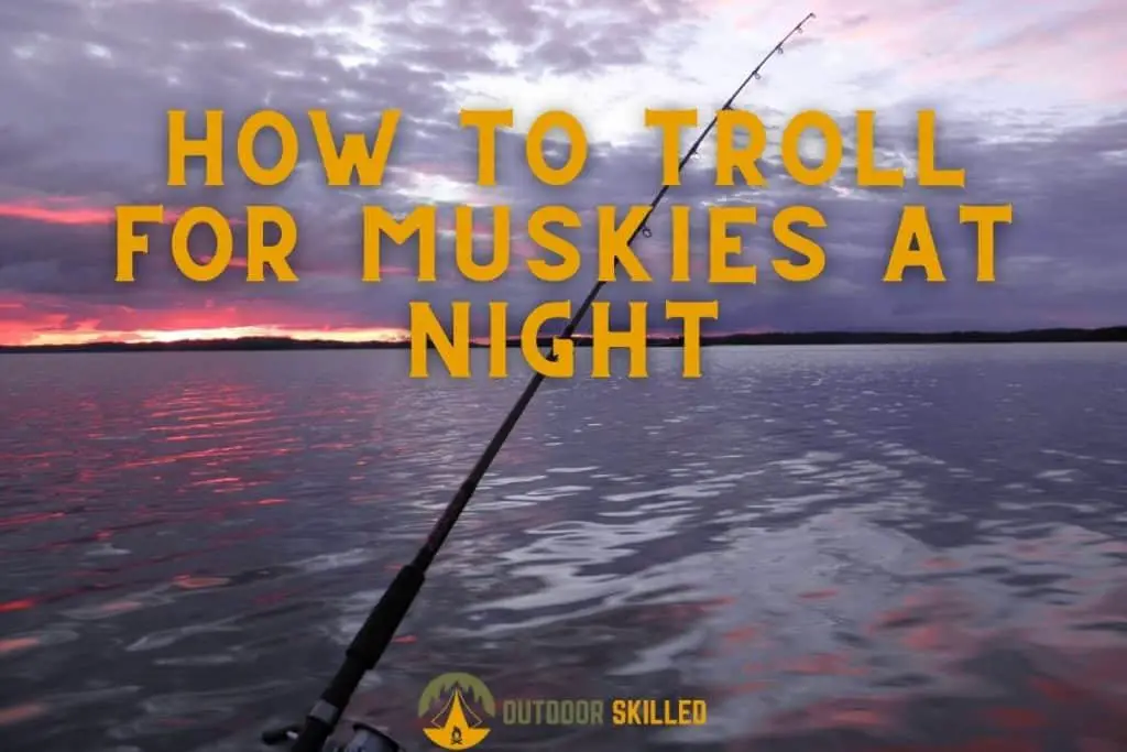 An image of a boat trolling for fish in dark to illustrate how to troll for Muskie at night