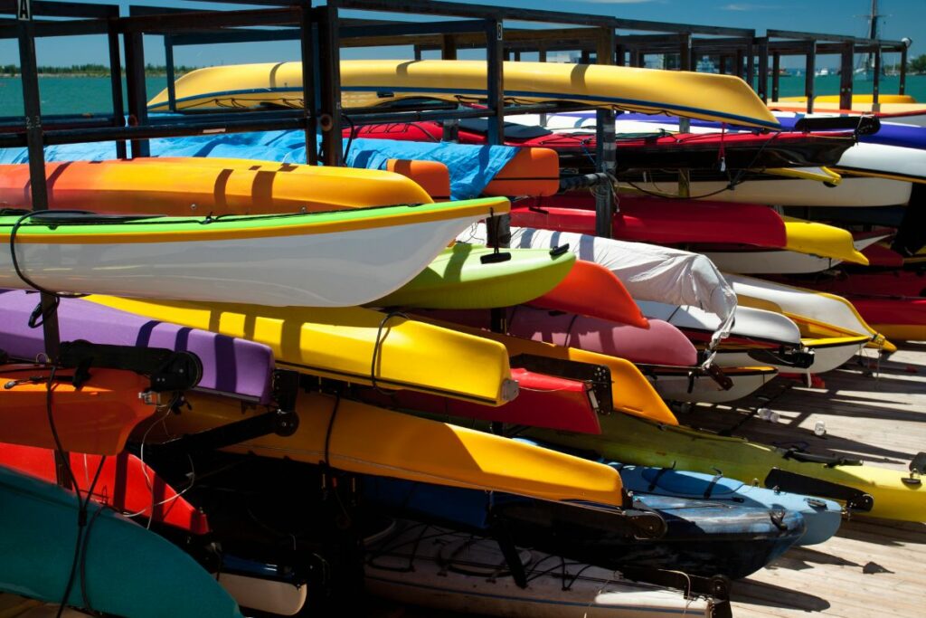 a photo of a kayak rental shop to show much is a kayak rental